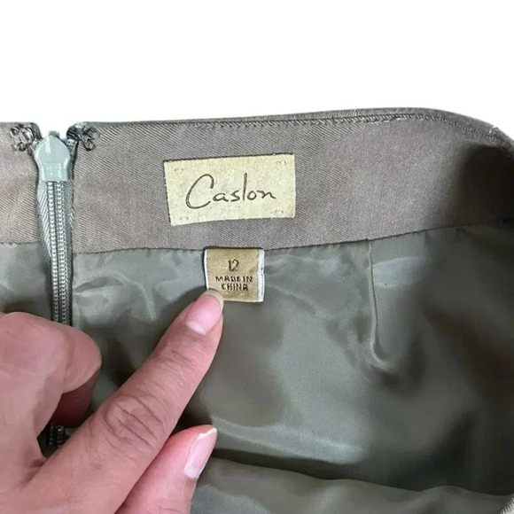 Caslon Knee Length Skirt Size 12 Medium Brown Shell 53% Silk 47% Cotton Work - Picture 9 of 11